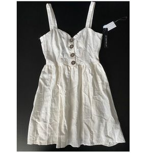 white button up dress with tie back